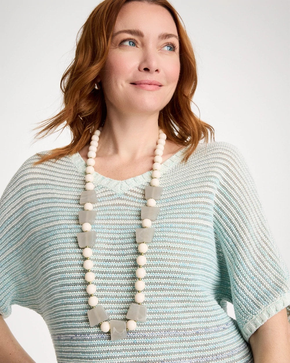 Chico's Long Geo Beaded Necklace