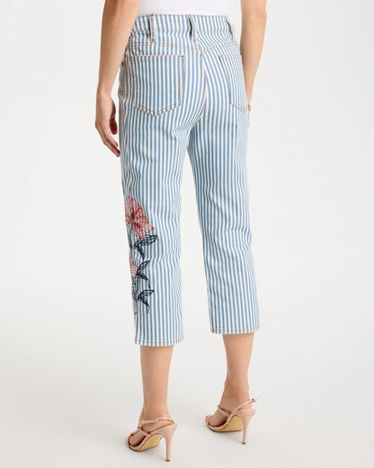Chico's Girlfriend Slim Striped Capri Jeans