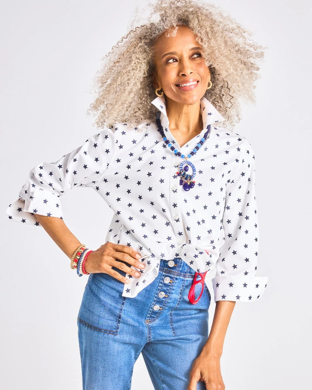 Chico's No Iron™ Stretch Jacquard Stars Shirt