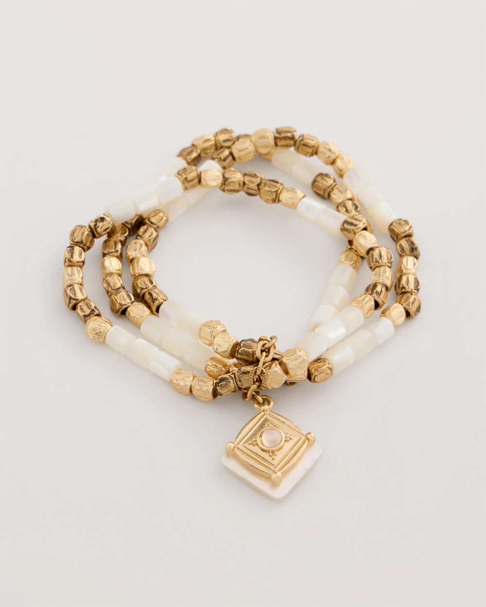 Chico's Set of 3 Pearl Treasure Stretch Bracelets