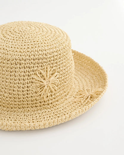 Chico's Straw Embroidered Beach Hat