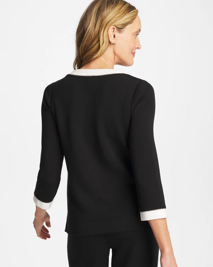 Chico's Zenergy® Soft Caviar Bead Contrast Top