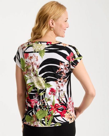 Chico's Refined Jersey Slub Button Tee