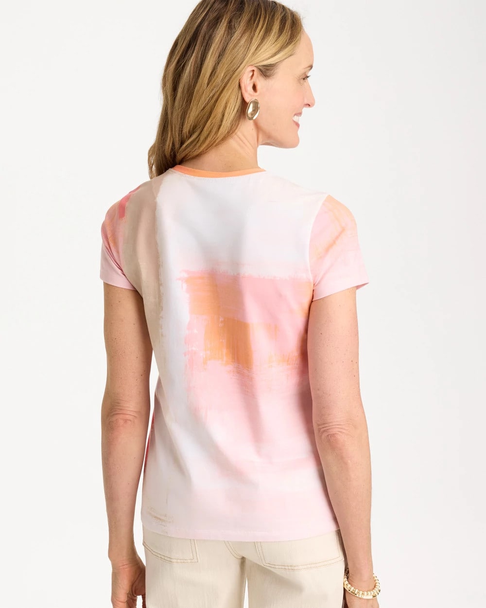 Chico's Cotton Stretch Watercolor Cap Sleeve Tee
