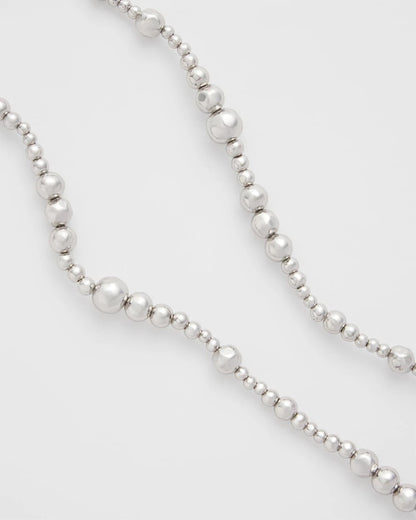 Chico's Silvertone Long Beaded Necklace