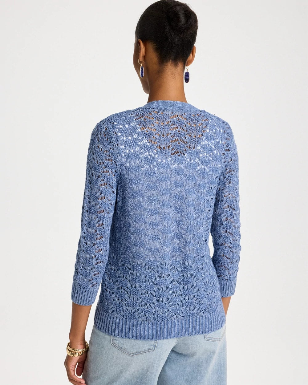 Chico's Crochet Knit Pointelle Cardigan