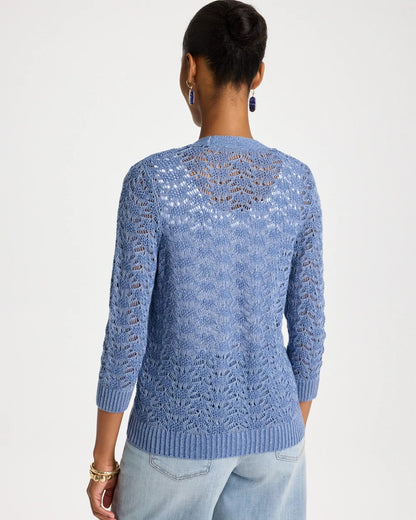 Chico's Crochet Knit Pointelle Cardigan
