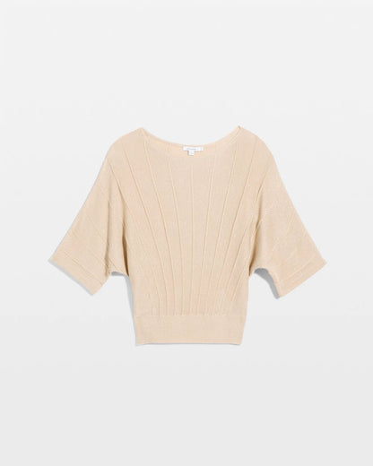 Chico's Metallic Pleated Dolman Pullover Sweater