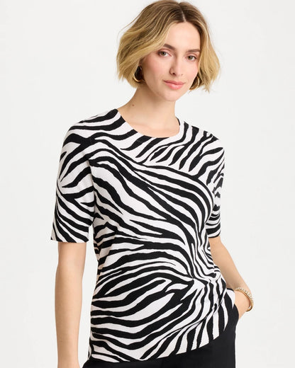 Chico's Ella Zebra Crewneck Pullover Sweater