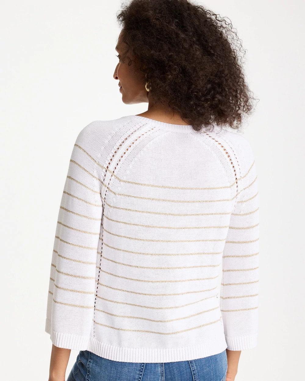 Chico's Metallic Striped Pullover Sweater