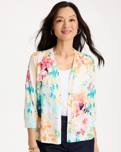 Chico's Printed Summer Romance Cardigan