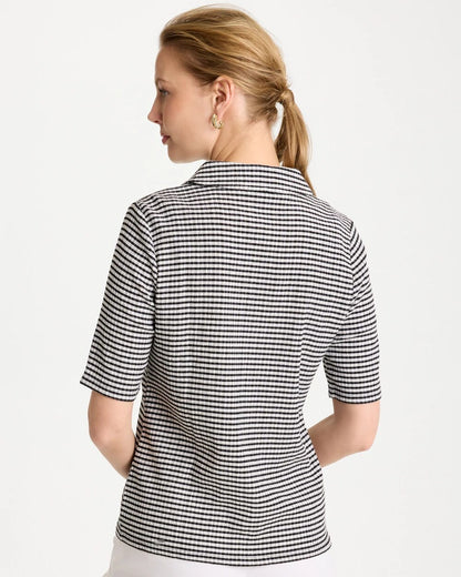 Chico's Gingham Textured Camp Tee