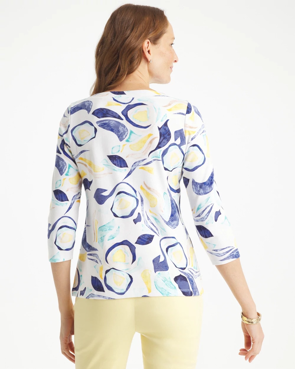Chico's Abstract Pima 3/4 Sleeve Tee