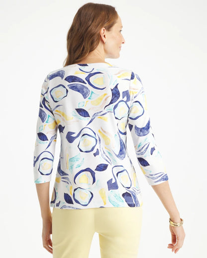Chico's Abstract Pima 3/4 Sleeve Tee