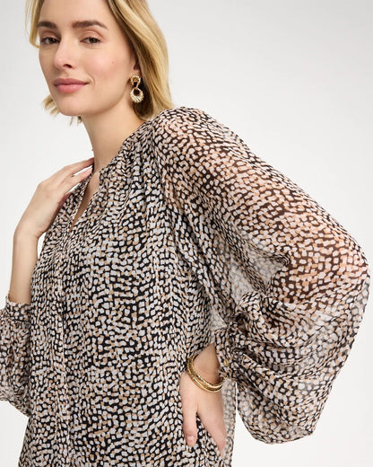 Chico's Georgette Printed Squares Blouse