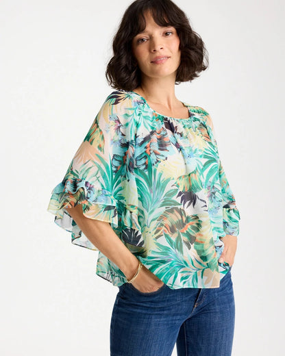 Chico's Printed Georgette Swing Blouse