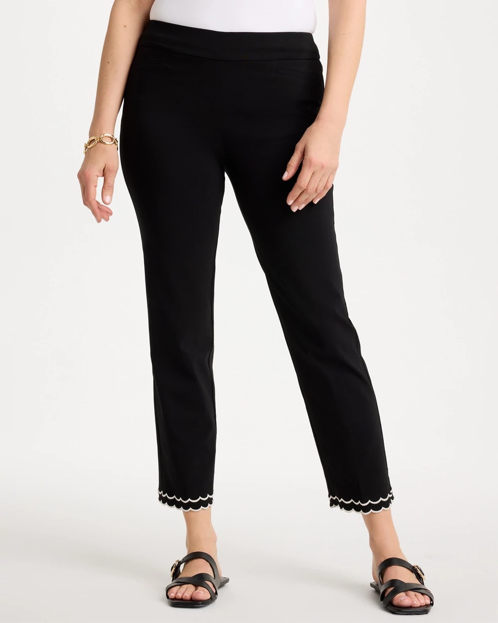 Chico's Contrast Scallop Brigitte™ Slim Crop Pant