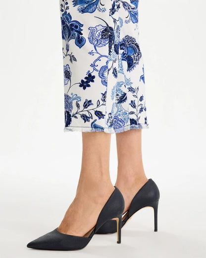 Chico's Printed Relaxed Boyfriend Chino Fray Crop Pants