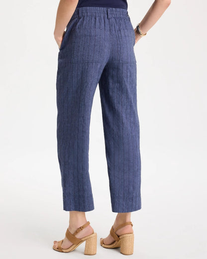 Chico's Pinstripe Soft-Stretch Linen Crop Pant