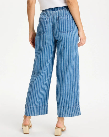 Chico's Gauze Striped Wide Crop Jean