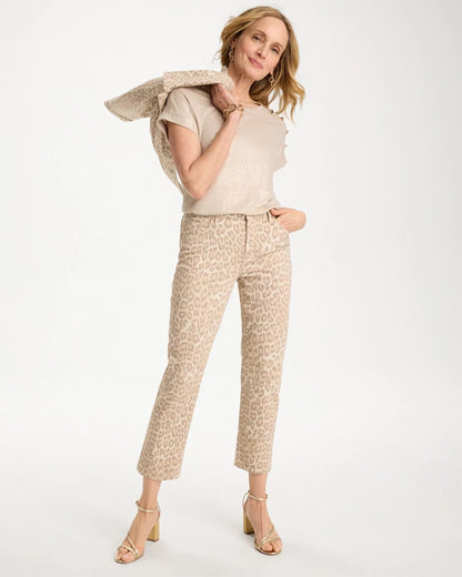 Chico's Animal Print Girlfriend Slim Cropped Jeans