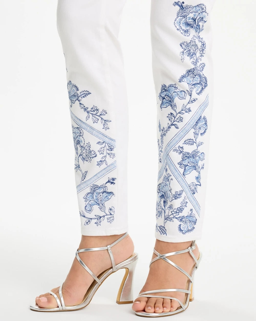 Chico's Embroidered Girlfriend Slim Ankle Jeans