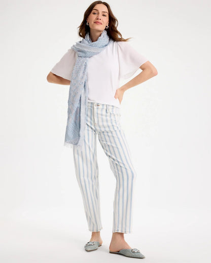 Chico's Striped Relaxed Boyfriend Jean