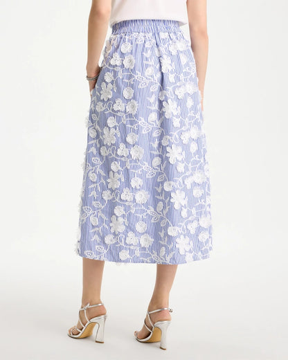 Chico's Cotton Embroidered Floral Skirt