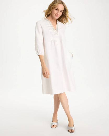 Chico's Embellished Pintuck Dress