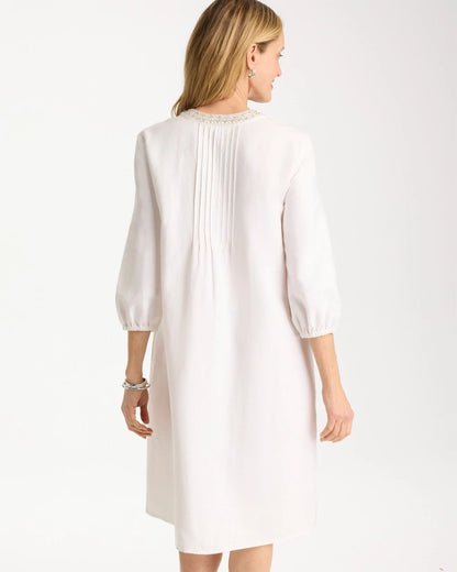 Chico's Embellished Pintuck Dress