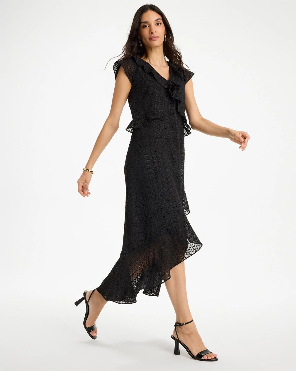 Chico's Floral Surplice Ruffled Dress