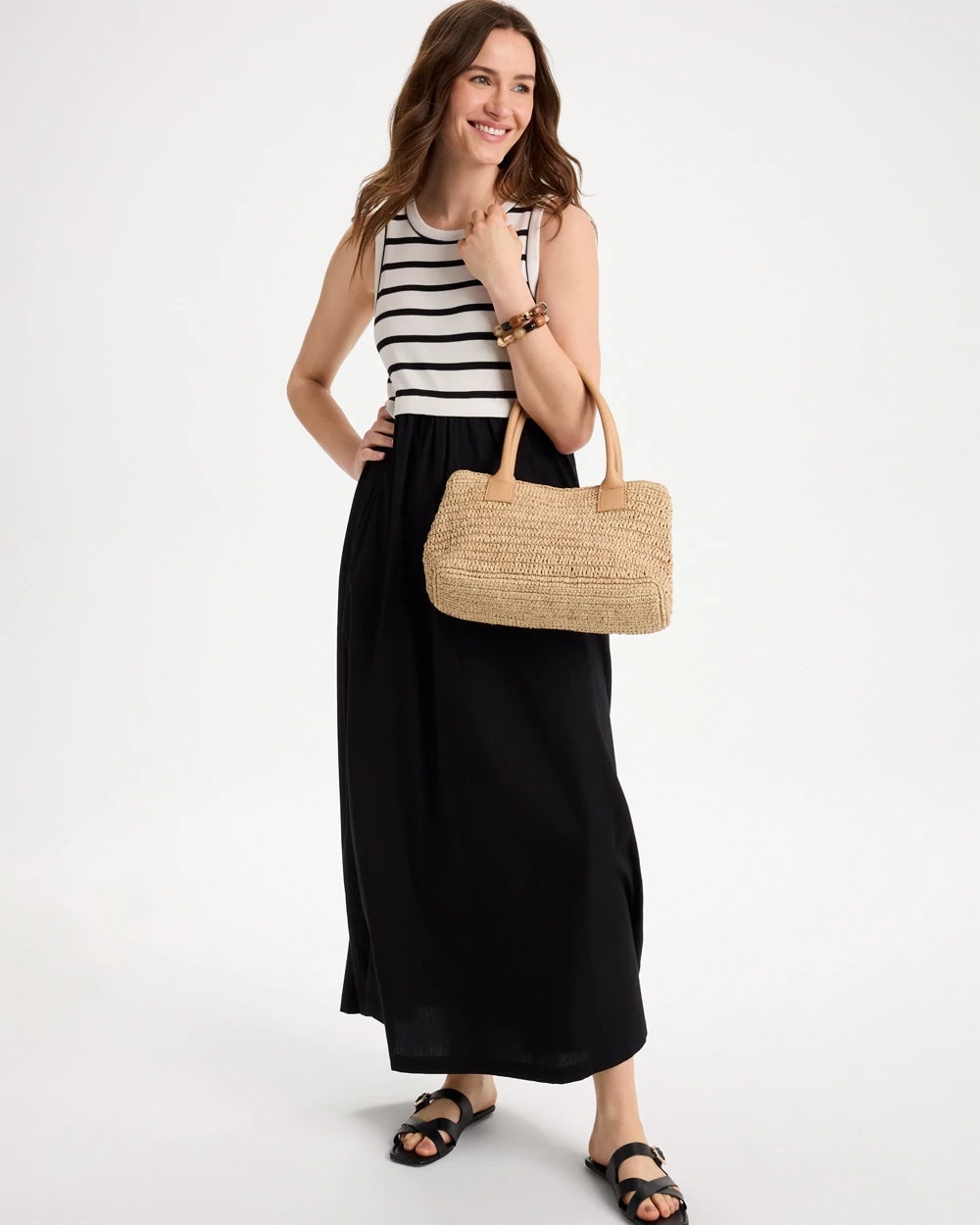 Chico's Poplin Cotton Rib Mix Dress