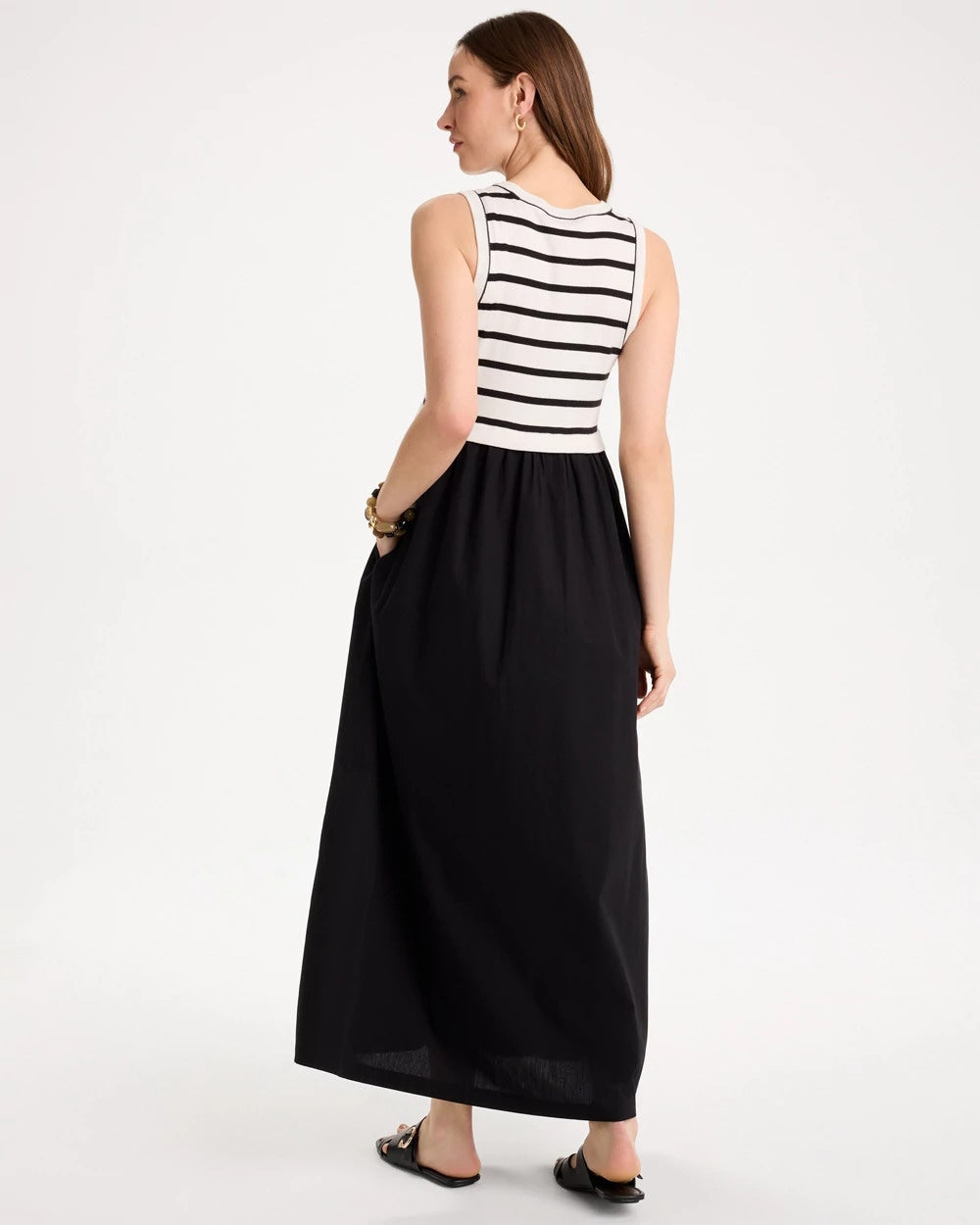Chico's Poplin Cotton Rib Mix Dress