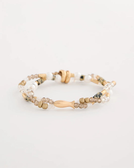 Chico's Jasper Stone Beaded Stretch Bracelet