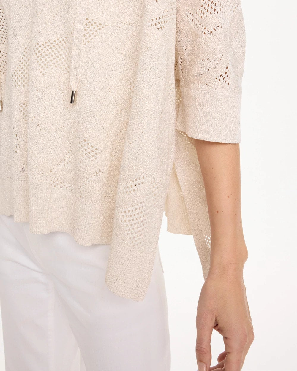 Chico's Crochet Lace Notch Neck Poncho