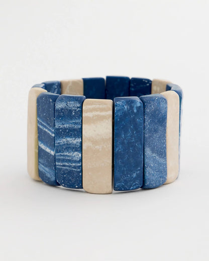 Chico's Blue-Neutral Wood Stretch Bracelet