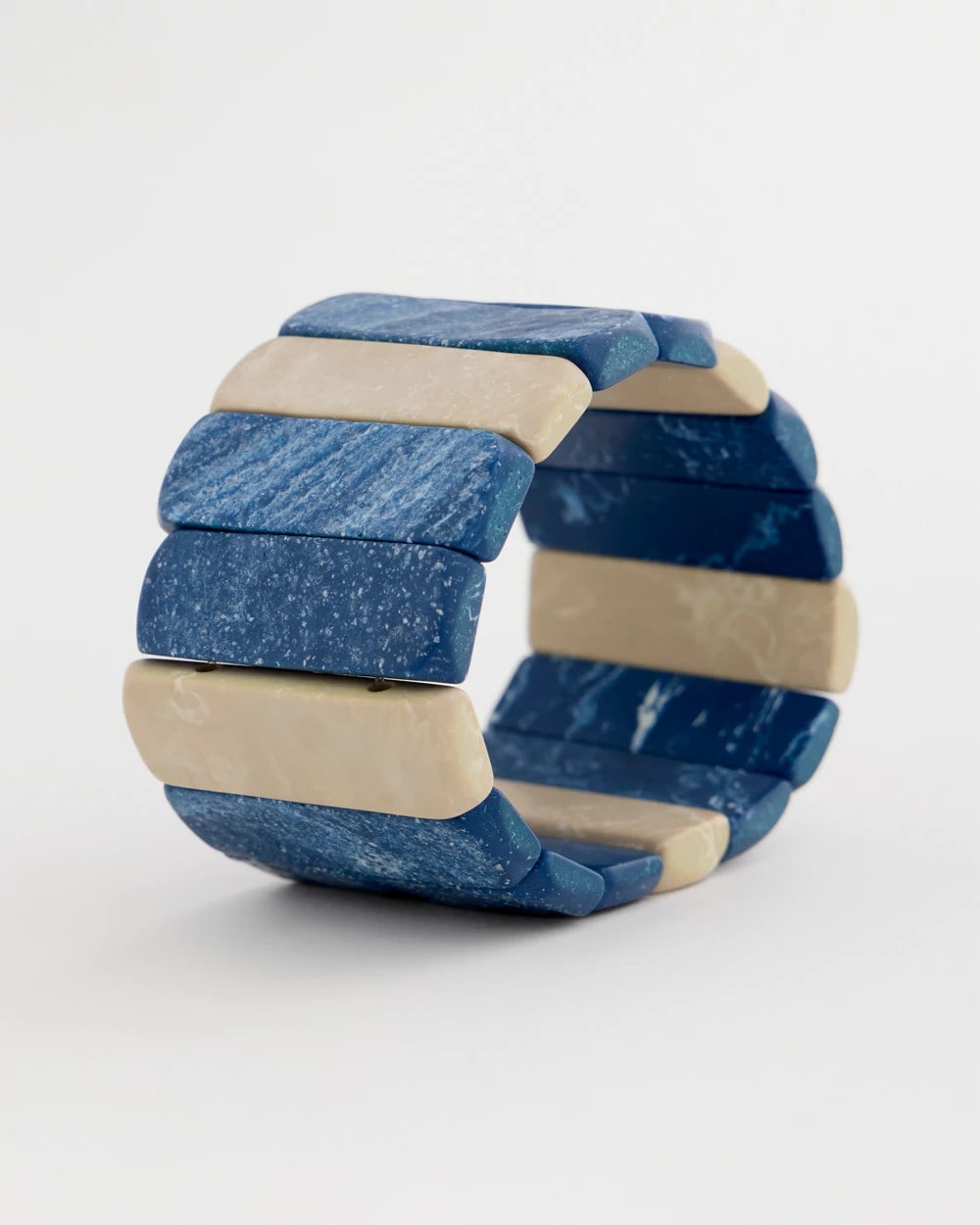 Chico's Blue-Neutral Wood Stretch Bracelet