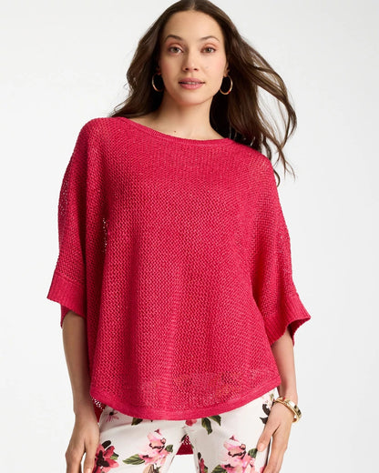 Chico's Sequin Boatneck Rounded Hem Poncho