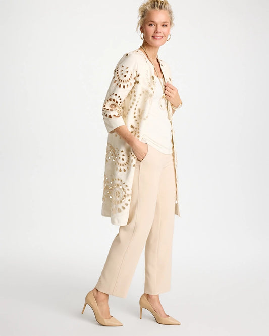Chico's Long Faux Leather Kimono