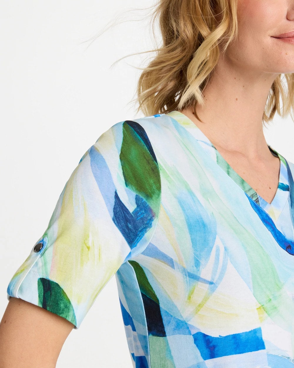 Chico's Printed Pima V-Neck Tee