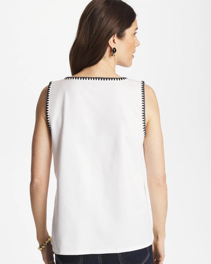 Chico's Blanket Stitch Contour Cotton™ Square Neck Tank