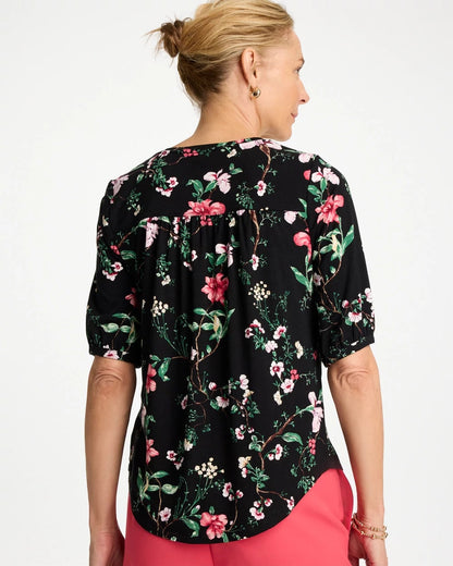 Chico's Kyoto Shirred Elbow Sleeve Tee