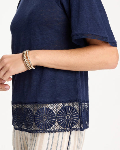 Chico's Linen Crochet Tee