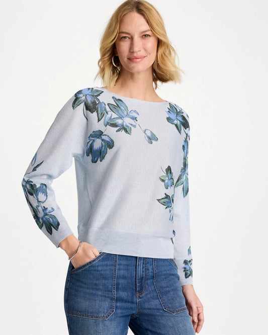 Chico's Floral Print Pullover Sweater