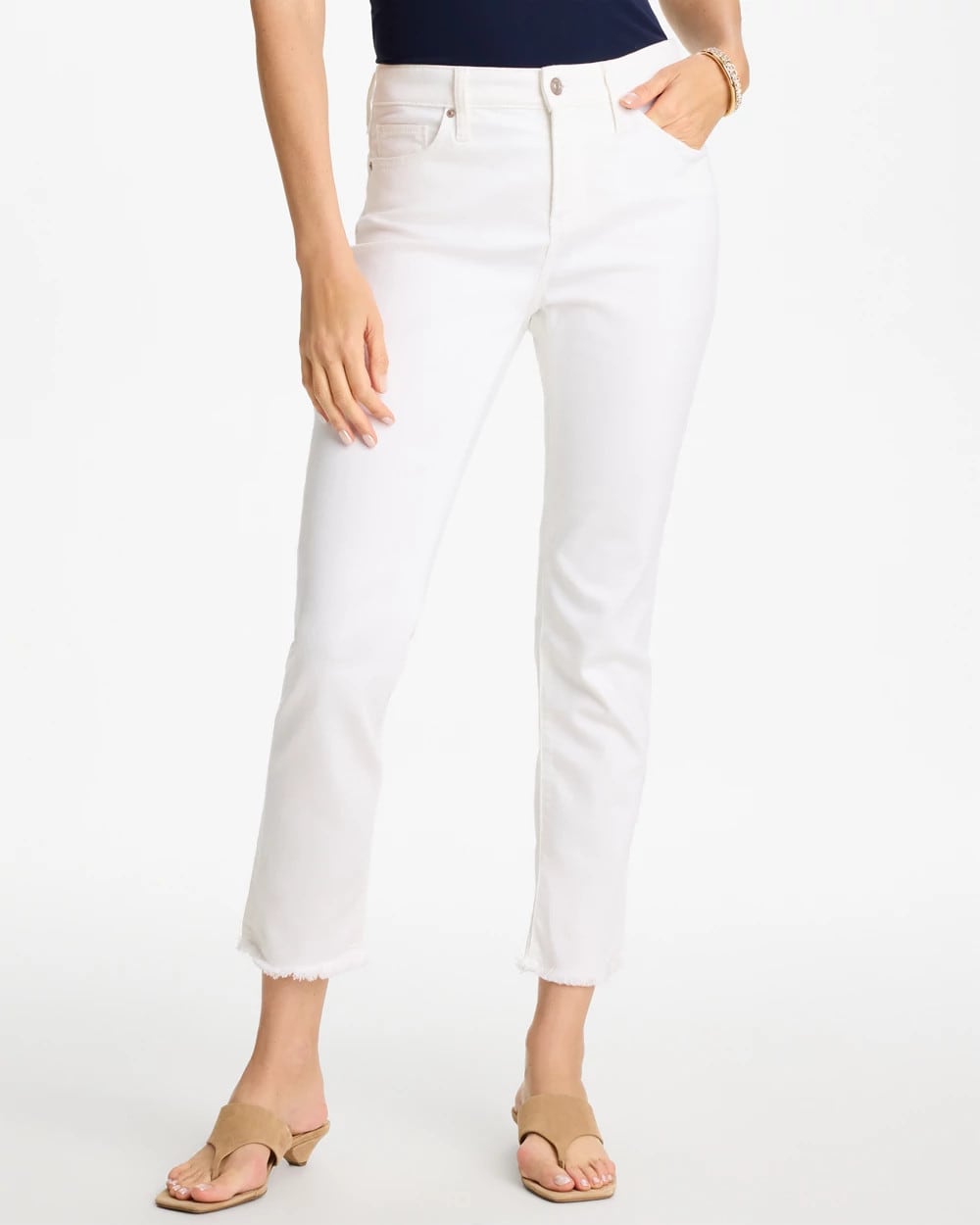 Chico's No-Stain Girlfriend Frayed Ankle Jeans