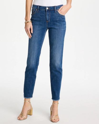 Chico's Girlfriend Slim Frayed Ankle Jeans