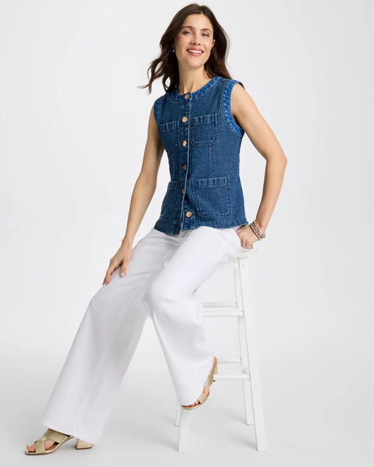 Chico's Tweed Mixed Denim Vest