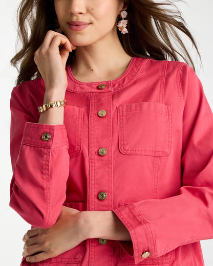 Chico's Collarless Twill Box Jacket