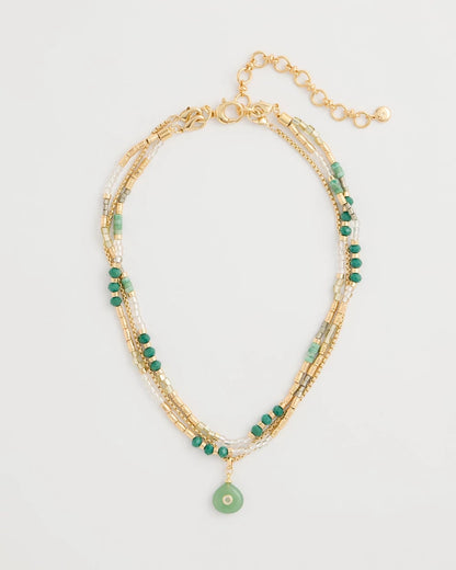 Chico's Aventurine Stone Pendant Necklace