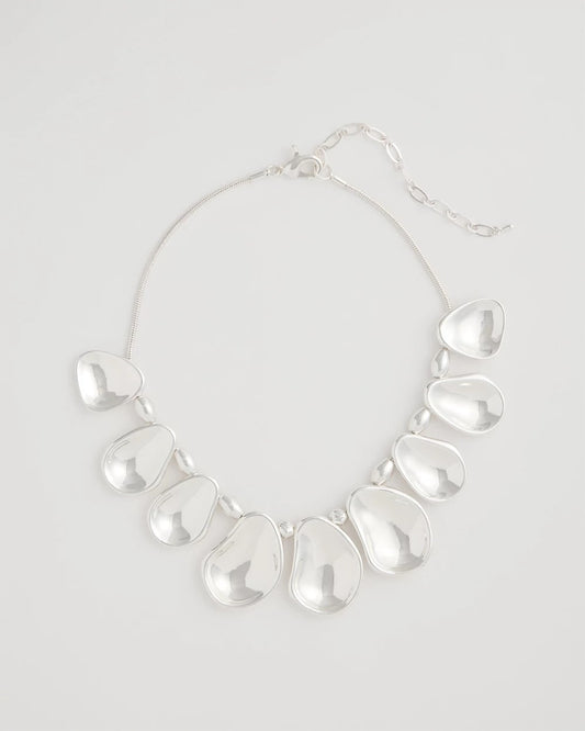 Chico's Shiny Silvertone Bib Necklace